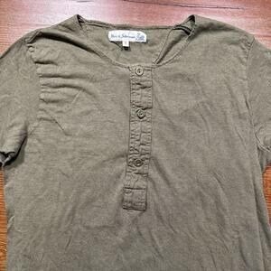 Merz B. Schwanen Henley T Shirt Womens S Green Long Sleeve Retro Classic Nature